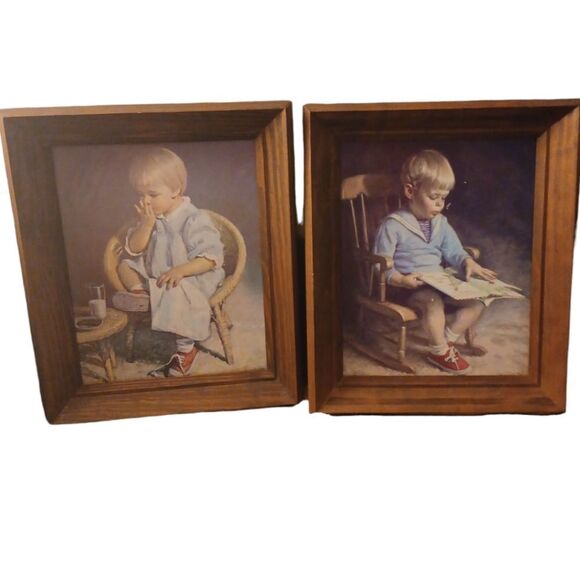 Vintage Gretchen & Gary framed prints by J. Ingersen, autographed, 1960's - Picture 1 of 6